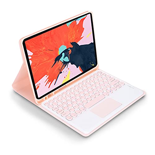 Für IOS Tablet Air Tastaturhülle, 10 Zoll Verbreiterte Runde Tastenkappe Touch-Bluetooth-Tastatur Drahtlose Tastaturen mit Touchpad,Silikon-Schutzhülle Tablet-Ständer-Abdeckung,für 10.5-Serie(Rosa) von Zunate