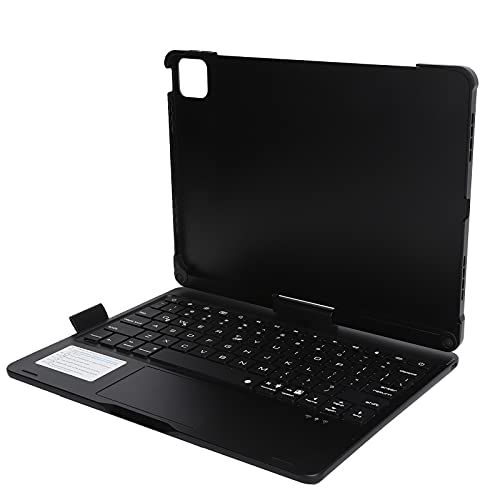 Für IOS Tablet-Tastaturhülle, 7-farbige LED-Hintergrundbeleuchtung, Drahtlose Bluetooth-Touchpad-Tastaturhülle, Intelligente 360-Grad-Drehung und 180-Grad-Flip, Tablet-Ständer-Abdeckung(Schwarz) von Zunate