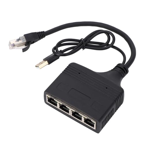 Gigabit-Ethernet-Splitter, 1 in 4 Out 1000 Mbit/s RJ45-Kabel-Netzwerk-Splitter-Adapter mit USB-Anschluss, für TV-Set-Top-Box, Router, ADSL-Modems von Zunate