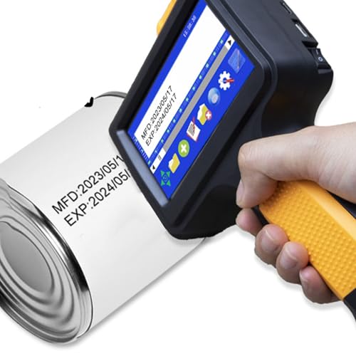 Handheld-Tintenstrahldrucker, 12,7 Mm 600 DPI Tintenstrahl-Kodierungsgerät mit 4,3-Zoll-LED-Touchscreen, für Text, Zahlen, Symbole, QR-Codes, Barcodes (EU-Stecker AC110-240V) von Zunate