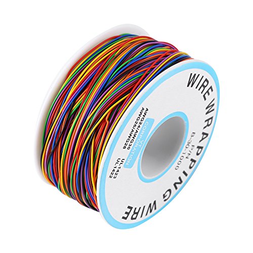 Isolierung Test Verzinnte Kupfer Solid Kabel, 8-Adrig farbiger Isolierung Test Wrapping Kabel Wickeldraht, fur Laptop Motherboard Elektronischer Test, P/N B-30–1000,30 AWG, 280M von Zunate