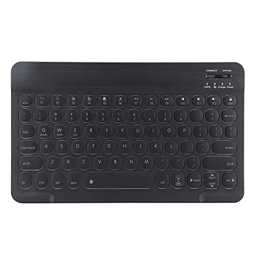 Kabellose 10-Zoll-Bluetooth-Tastatur, Universelle Ergonomische Schreibmaschine mit Runder Tastenkappe und Hintergrundbeleuchtung, für Android für Win für IOS(Schwarz) von Zunate