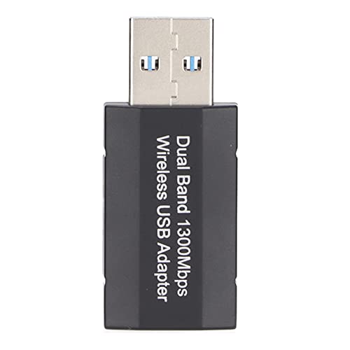 Kabelloser USB-Adapter, 1300 M Dualband-WLAN-Empfänger mit Integrierter Gain-Antenne, Geeignet für PCs, Desktops und Notebooks von Zunate