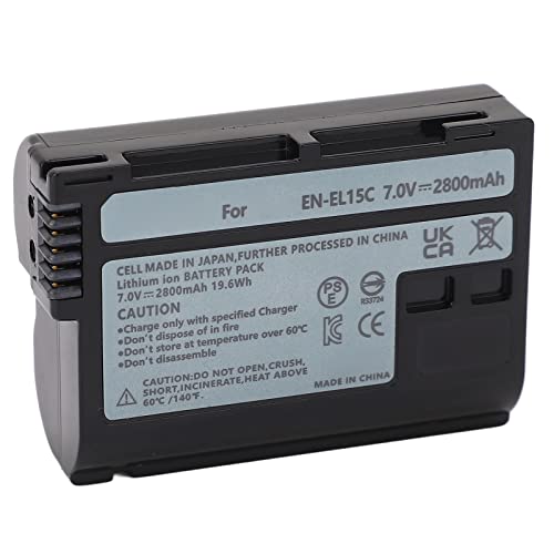 Kamera-Akku, EN EL 15C Akku 2800 MAh Ersatz-Digitalkamera-Akku für Z5 Z6 Z6 II Z7 Z7II Z8 D7500 D7200 D7000 D850 D750 D500 D810a D610 D600 von Zunate