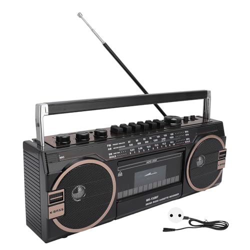 Kassettenspieler, Vintage Klangqualität, Tonbandgerät, mit USB Anschluss für Endlose Musiksitzungen (Black) von Zunate