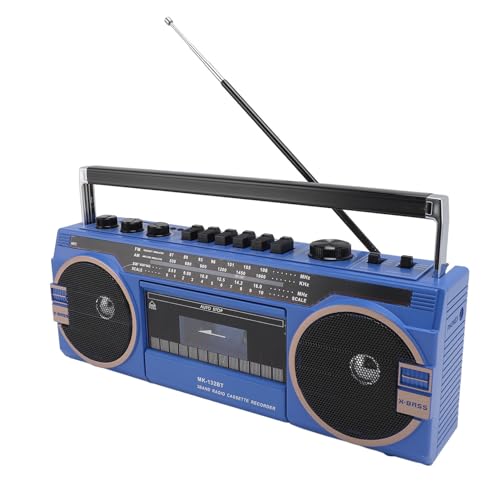 Kassettenspieler, Vintage Klangqualität, Tonbandgerät, mit USB Anschluss für Endlose Musiksitzungen (Blue) von Zunate