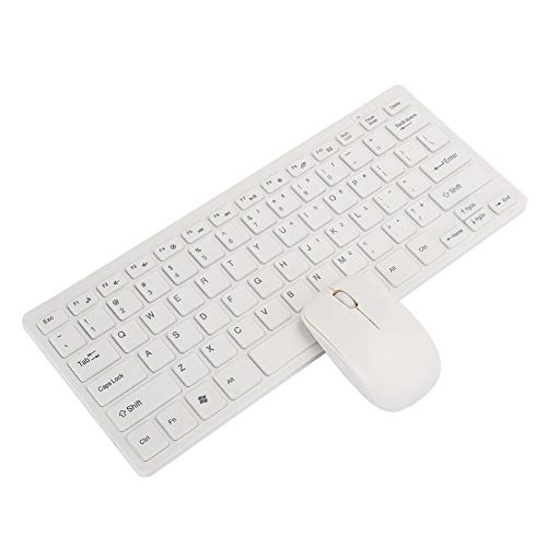 Kombination aus Kabelloser Tastatur und Maus, 2,4 GHz 78-Tasten-Retro-Ultradünn-Tastatur und 3-Tasten-Maussatz für Windows/Computer/Desktop/PC/Notebook/Laptop(Weiß) von Zunate