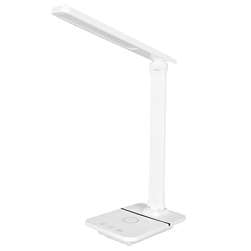 LED Schreibtischlampe, Augenschonende Tischlampen mit 15 W Kabellosem Laden, 3 Beleuchtungsmodi und Stufenlosem Dimmen, 45 Minuten Timing, Touch Steuerung, für das Home Office von Zunate