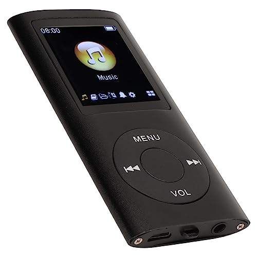 MP3-Player, Tragbarer Digitaler Verlustfreier Musik-MP3-MP4-Player mit Kopfhörer, Musikwiedergabe Bis zu 8 Stunden, Integrierter 200-mAh-Akku, E-Book-Reader, Fotobetrachter, (Schwarz) von Zunate