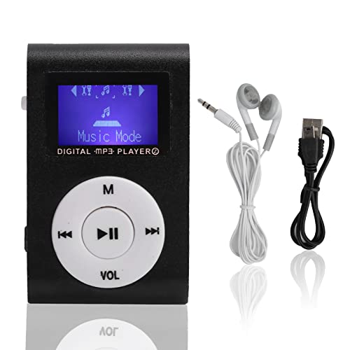 MP3-Player, Tragbarer LCD-Bildschirm MP3-Musik-Player Digitaler MP3-Player mit Sport-Back-Clip-Musik-Player Walkman mit Kopfhörer, Support-Speicherkarte(schwarz) von Zunate