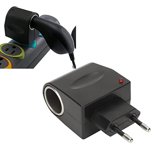 Netzteil-Adapter AC zu DC 12 V Wandstecker-Konverter mit Zigarettenanzünder-Buchse und LED-Ladeanzeige, für Kleinwagen-Elektronik (EU-Stecker) von Zunate