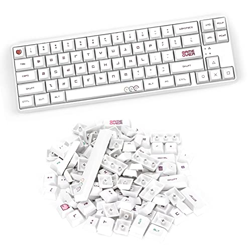 PBT Tastenkappen, 118 Tasten XDA Videospiel-Tastenkappe für Mechanische Tastatur Personality Cartoon Full Keycaps Set, für GH60 GK61 GK64 GK68 68 84 87 96 980 104 108 Mechanische Tastaturen(Weiß) von Zunate