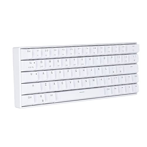 READSON WL64 Keys Mechanische Tastatur mit weißer Hintergrundbeleuchtung, kabellose Tastatur unterstützt 5.0 und 3.0, 2.4G und Typ-C-Kabelverbindung, 4 Schalteroptionen verfügbar Roter Schalter von Zunate