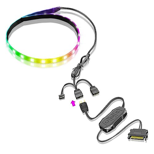 RGB-PC-LED-Lichtleiste, Magnetischer 5 V ARGB Aura Sync, Anpassbarer PC-Gehäuse-LED-Streifen, Motherboard-Computergehäuse-DIY-Beleuchtung, 15,7 Zoll, von Zunate