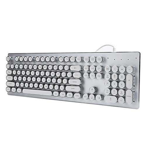 Retro Wired Gaming Keyboard, Mechanische Ergonomische E-Sport-Tastatur mit Gemischter Hintergrundbeleuchtung, 104 Tasten, Klassischer Punk-Stil für das von PC-Spielern (Weiss) von Zunate