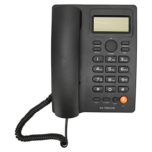 Schnurgebundenes Telefon, KX T885CID Schnurgebundenes Festnetztelefon mit Zwei Anschlüssen für das Home Office Hotel, One-Touch-Wahlwiederholung, Anrufer-ID, Freisprechen, Stummschaltung(Schwarz) von Zunate