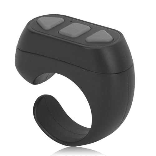 Kindle Bluetooth Remote Control App Page Turner für IOS, für Android Smartphone, Tablet, Fashion Scrolling Ring Remote Camera Remote Shutter Selfie Button (Schwarz LR063682) von Zunate