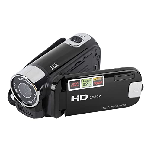 Tragbare Digitalkamera, 16 MP 8 Fach Zoom Kompaktkamera mit Drehbarem 2,7 Zoll Bildschirm, Vlogging Kamera für Kinderanfänger, Unterstützt den PC Kameramodus (Schwarz mit verstellbarem Riemen) von Zunate