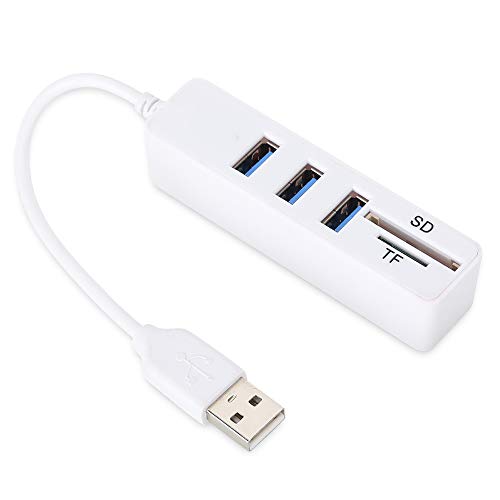 Tragbarer USB-Hub, Multi-USB-2.0-Hub-Hochgeschwindigkeits-Splitter-Adapteranschlüsse Multifunktionaler SD-TF-Kartenleser für Micro-SD- und T-Flash-Speicherkarte von Zunate