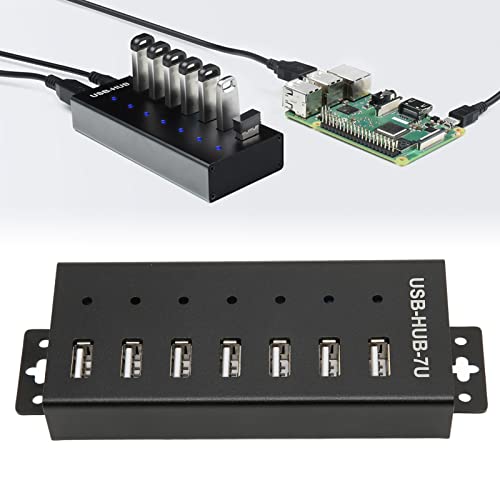 USB 2.0-Hub, 7-Port-USB-Daten-Hub-Splitter, Multi-Interface-Hub-Erweiterung, Mehrere Integrierte LED-Anzeigen, mit Überspannungs- und Kurzschlussschutz(#2) von Zunate