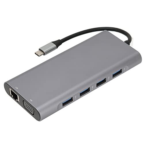 USB-C-Hub 11 in 1, Universeller Typ-C-Multiport-Adapter mit 4K-HDMI, VGA, RJ45-Ethernet, 100-W-Schnelllade-C-Anschluss, USB 3.0, USB 2.0, 3,5-mm-Audio, TF/SD von Zunate