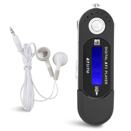 USB MP3 Digital Musik Player, USB Stick MP3 Player, Musik Player Unterstützt AAA Batterie, USB Player mit LCD Bildschirm, UKW Radio Stimme, Speicherkartenunterstützung, für (Schwarz) von Zunate