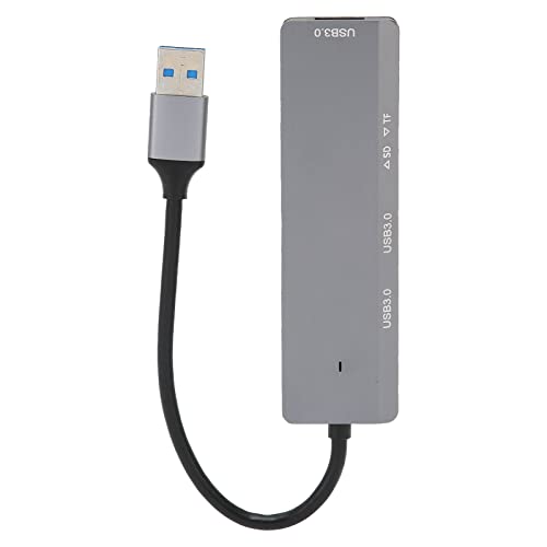 USB3.0-Hub, 3 USB3.0-Anschlüsse, Speicher- und Speicherkartenleser, USB-Splitter aus Aluminiumlegierung für PC, mit Hochgeschwindigkeitsübertragung und Einfach zu Verwenden für von Zunate