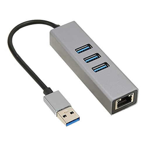 USB3.0-Hub, 4-Port-USB-Adapter mit 3 USB-3.0-Ports und RJ45-Ethernet-Port, 5-Gbit/s-Hochgeschwindigkeits-USB-Hub-Adapter, Tragbarer USB-Splitter für Windows/für Vista/für Linux/für OS X von Zunate