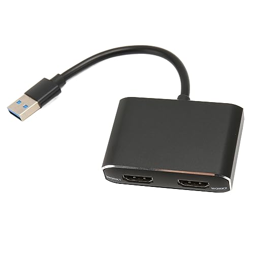 USB3.0-zu-Dual-HDMI-Adapter, 1920 X 1080 P Gbit/s, USB-C-Splitter, 2 Monitore, Erweiterte Anzeige, Externe Video- und Grafikkarte, 4 Anzeigemodi, Plug-and-Play von Zunate