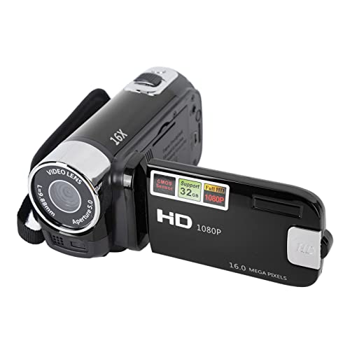 Videokamera, 2,7 Zoll TFT Videokamera Camcorder mit Drehbarem Bildschirm, 16 MP 16 facher Digitaler Zoom, Vlogging Kamerarecorder mit USB Kabel, für Reisen, Hochzeiten, Campus (Schwarz) von Zunate