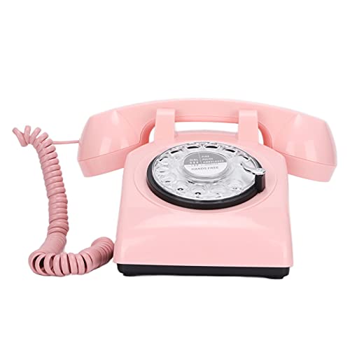Wählscheibentelefone, 60er-Jahre-Retro-Festnetztelefon, Klassisches Altmodisches Schreibtischtelefon mit Lockigem Kabel, für Zuhause, Büro, Café(rosa) von Zunate