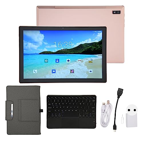 Zunate 10,1-Zoll-Android-Tablet, 2-in-1-Tablet mit Schutzhülle und Tastatur, 8-MP-Kamera Vorne und 16-MP-Kamera Hinten, 8 GB RAM, 256 GB ROM, Unterstützt WLAN, Bluetooth (Gold) (EU-Stecker) von Zunate