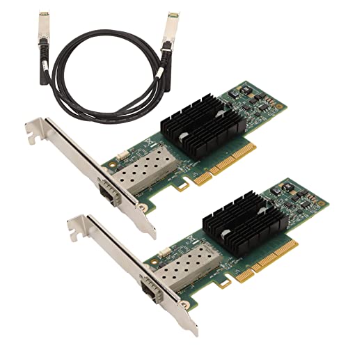 Zunate 10 GB SFP+ PCIE Netzwerkkarte, 2 Stück MNPA19 10 GB SFP+ PCIE Netzwerkkarte mit 3,28 Fuß Langem Konvertierungskabel, Netzwerkadapterkarte Unterstützt Heimcomputer Motherboards, von Zunate