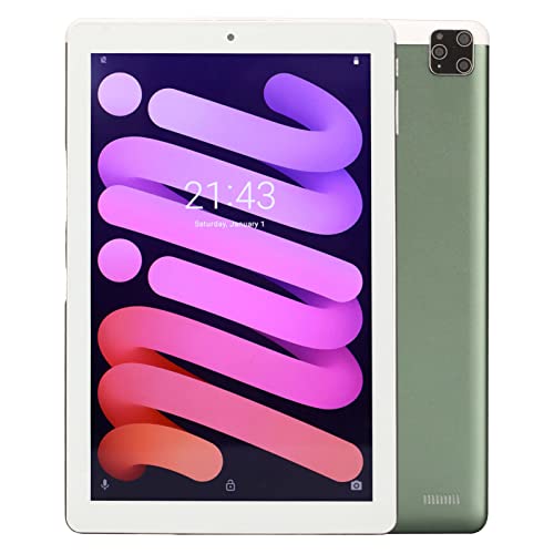 Zunate 10 Zoll Tablet für Android 11, Ipod3 Green 4G RAM 256G ROM 3G Netzwerktelefonie Tablet Computer, 6000 mAh Akku, Unterstützt WiFi und Nachtlesemodus, mit Schutzhülle von Zunate