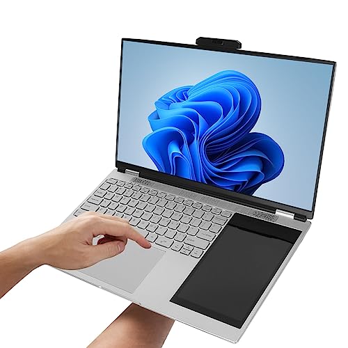 Zunate 15,6-Zoll-Laptop, HL156D Dual-Screen-Laptop für Celeron N5105 Quad-CPU 16G, 7-Zoll-TP-Handschrift-Touchscreen, Dualband-WLAN, BT 4.2, HDMI, für Windows 11 (16 GB + 128 GB von Zunate