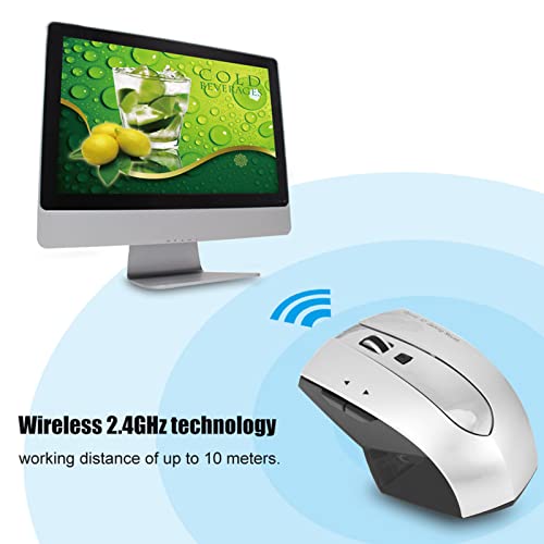 Zunate 2,4 GHz Wireless Mouse, Wireless Ergonomic Mouse Computermaus Laptop Mouse USB-Maus 6 Tasten mit 3-Port USB Hub Schnurlose Mäuse, Plug and Play (Grau) von Zunate