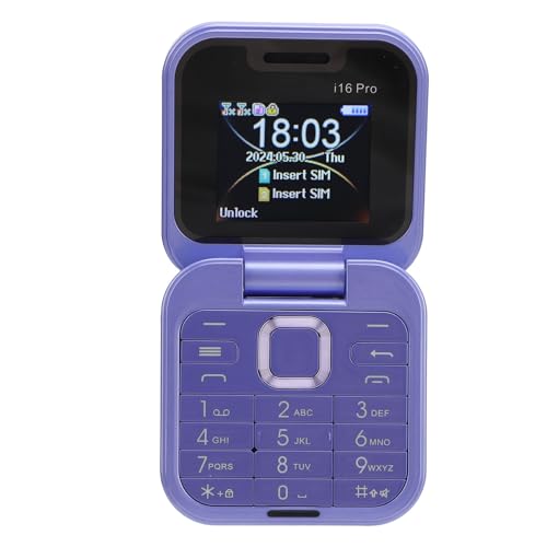 2G Flip Handy, 2024 Neues MI NI Flip Handy, 2 SIM Karte, Kleines Display, Faltbares Handy, mit FM Radio, Magic Voice, Blacklist, Schnellwahl Vibration, für Senioren (Purple) von Zunate