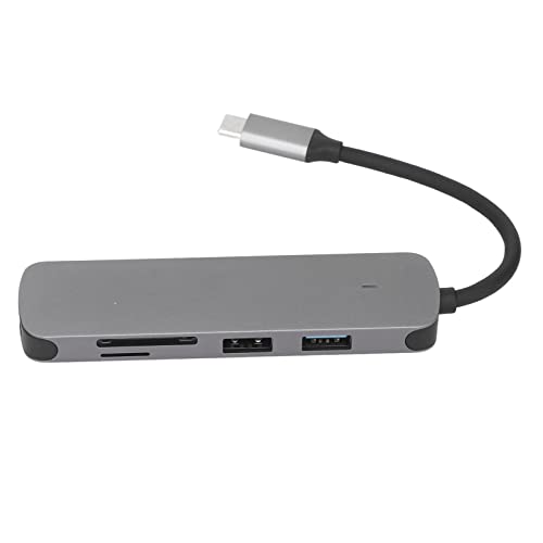 Zunate 5 in 1 USB C Adapter, USB C Hub mit 2 USB Anschlüssen, 4K HDMI Anschluss, TF Karte und SD Kartenanschluss, Tragbarer USB Splitter für Tastatur, Drucker, Handy, Tablet von Zunate
