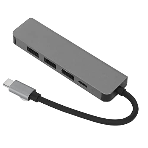 Zunate 5-in-1-USB-C-Dongle, Typ-C-Hub-Multiport-Adapter, Unterstützt Typ C auf HDMI + USB3.0 + 2USB2.0 + PD, 4K 30Hz-Auflösung, Plug-and-Play von Zunate