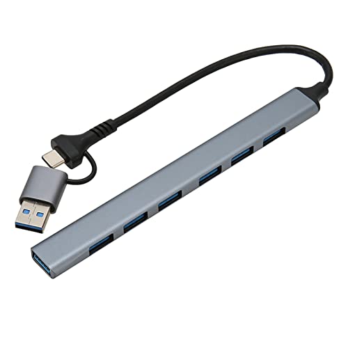 Zunate 7-in-1-USB-Dockingstation, USB- und Typ-C-Dual-Plug-Hub, 5 Gbit/s Übertragungsrate, Multiport-Adapter für Handy, Tablet, PC, Laptop, Maus, Tastatur von Zunate