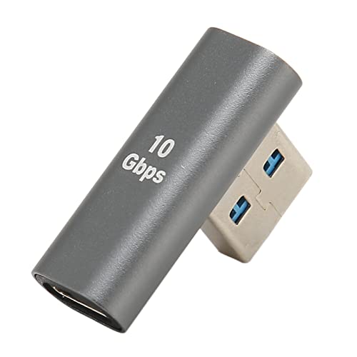 Zunate A1 USB-Stecker auf Typ-C-Buchse, Mittlerer Winkeladapter, 90 Grad Rechtwinkliger USB-C-auf-USB-3.0-Adapter, Unterstützt 5 Gbit/s Datenübertragung und Aufladen von Zunate