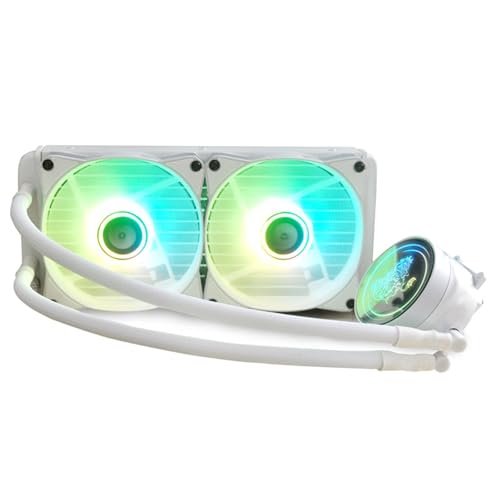 Zunate ARGB-CPU-Flüssigkeitskühler, AIO-CPU-Wasserkühler, 240-mm-Kühler mit Zwei 120-mm-PWM-Lüftern, 4-Pin-PWM-adressierbare RGB-Kühlerlüfter, Flüssigkeitskühlsystem für LGA 2066 2011 von Zunate