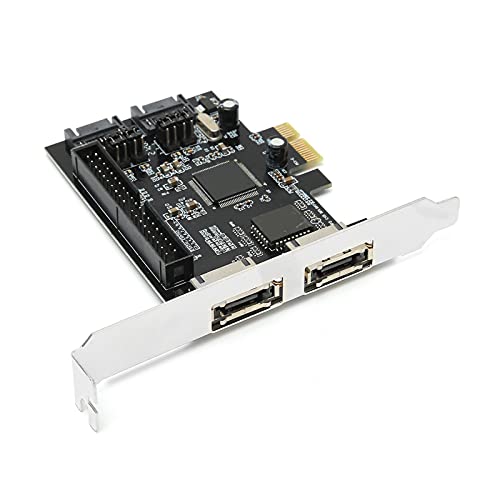 Zunate Adapterkarte, 3Gb/s PCIe zu SATA ESATA IDE PCB Netzwerkkonverter Computerhardware mit Treiber-CD,für RAID 0/RAID 1/RAID 0+1 Modus, Unterstützt JBOD von Zunate