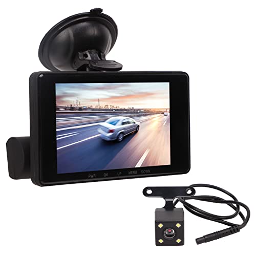 Zunate Auto-Dashcam, 1080P FHD On-Dashboard-Kamera Triple Video Recorder Dashcam mit 4" IPS-Display, Nachtsicht, WDR, Bewegungserkennung, Parkmodus, G-Sensor, 170° Weitwinkel von Zunate