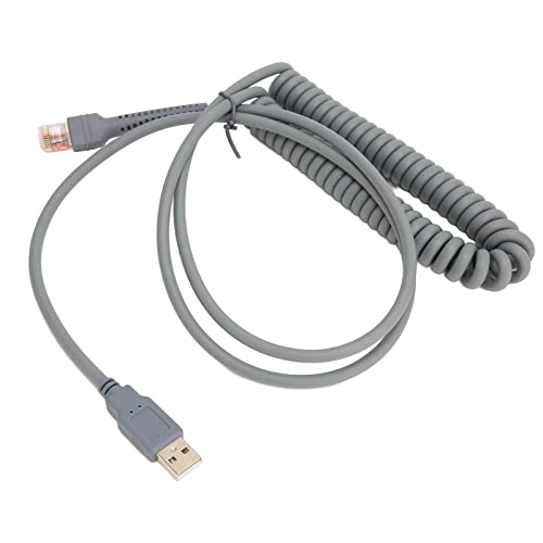 Zunate Barcode-Scannerkabel, 10 Fuß Langes USB-zu-RJ45-Spiralverlängerungskabel, USB-Scankabel für Symbol LS2208 Ls1203 Ls4208 Ls4278 Ds6707 von Zunate