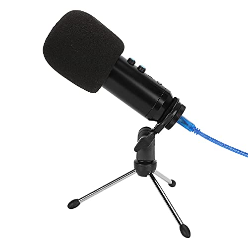 Zunate Bindpo Mikrofon mit Halterung und Befestigungsclip, USB-Kondensatormikrofon KTV-Musikmikrofonspiele Video-Chat Musikaufzeichnung Live-Übertragung (Schwarz) von Zunate