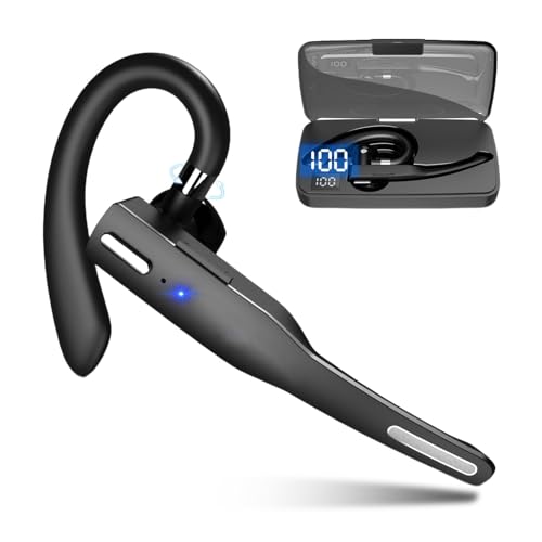 Zunate Bluetooth-Ohrhörer, Drahtloses Bluetooth 5.1-Freisprech-Headset mit Mikrofon, Drehbares Drahtloses Einzelohr-Headset für das Fahren Im Büro, One-Touch-Steuerung(Standard-Kopfhörer) von Zunate