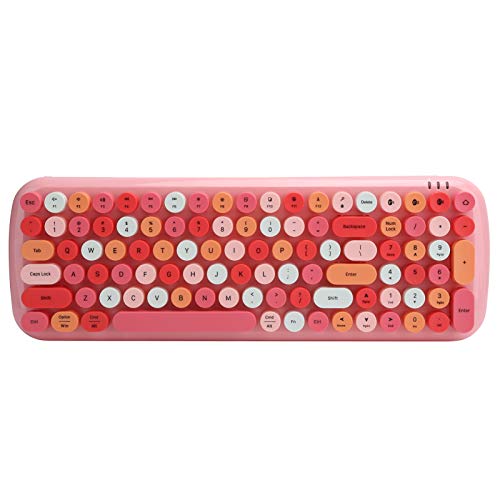 Zunate Bluetooth-Tastatur, Bluetooth 5.1 Wireless-Tastatur 100 Tasten Retro Round Keycap Typing Keyboard, für PC, Notebook, Tablet-Computer Zubehör(Candy-BT Mischfarbe) von Zunate