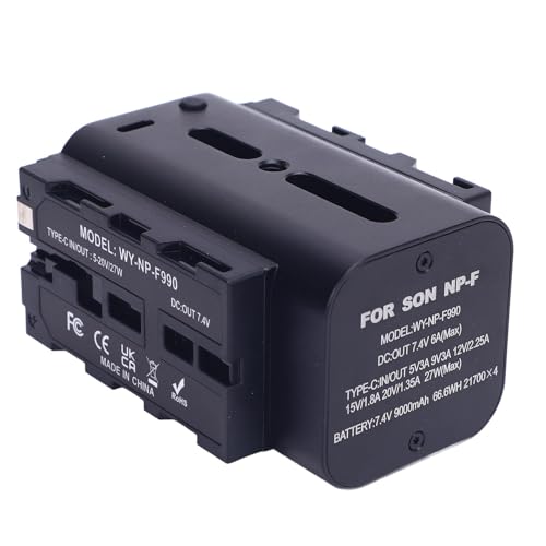 Doppelseitiger Dummy -Akku, Dummy -Batterie -Leistungsadapter mit Digitalanzeige und Typ -C -Eingangsausgang für NP F970 F550 F770 von Zunate