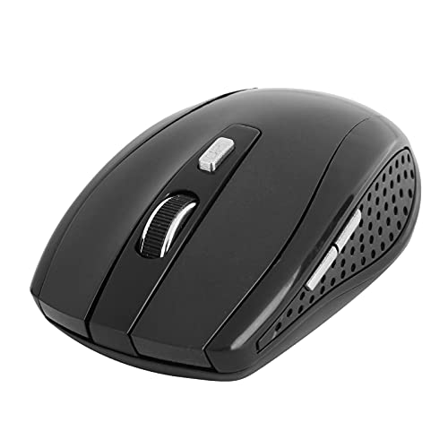 Zunate Drahtlose Maus, 2,4 GHz mit USB-Empfänger, 6 Tasten, Optische Tracking-Maus mit 1600 DPI, Ergonomische Silent-Maus, für Notebook-Computer-Laptop-Spiele (Schwarz) von Zunate